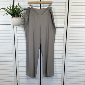 Eileen Fisher Taupe Limestone Straight Pants 100% Tencel Trouser Side Zip Size L
